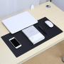 KINGFOM Desk Mat Pad Blotter Protector 23.6'' x 11.8'', PU Leather Desk Mat Laptop Keyboard Mouse Pad with Comfortable Writing Surface Waterproof (Black)
