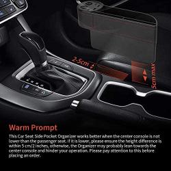 Beusoft Car Seat Gap Filler, Car Seat Organizer, Full Premium PU Leather Multifunctional Car Organizer with 2 Lighters, 2 USB Chargers