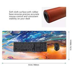 Imegny Extended Gaming Mouse Pad, Portable Keyboard & Mouse Mat with Stitched Edges + Non-Slip Rubber Base (type4 35.415.7Inch, 90x40 runningstorm037)