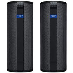 2-Pack Ultimate Ears UE MEGABOOM 3 Bluetooth Wireless Speaker - Waterproof Big Portable Stereo Audio System with Extra Bass - Eco Friendly Packaging - Night Black