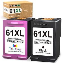 Palmtree Remanufactured Ink Cartridges Replacement for HP 61XL 61 XL to use with Envy 4500 5535 5530 5534 Deskjet 1000 1010 1510 1512 2540 Officejet 4630 Printer (2-Pack,1 Black, 1 Tri-Color )