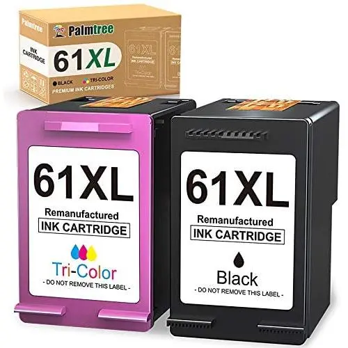 Palmtree Remanufactured Ink Cartridges Replacement for HP 61XL 61 XL to use with Envy 4500 5535 5530 5534 Deskjet 1000 1010 1510 1512 2540 Officejet 4630 Printer (2-Pack,1 Black, 1 Tri-Color )