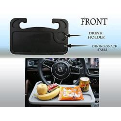 Lightter Steering Wheel Tray, Steering Wheel Desk and Vehicle Seat Mount Notebook Laptop Eating Desk,Car Food Eating Tray,Black