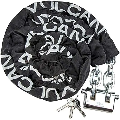 VULCAN Premium Case-Hardened Security Chain and Lock Kit - 5/16 Inch x 9 Foot Chain Cannot Be Cut with Bolt Cutters Or Hand Tools