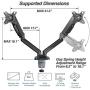 AVLT Dual 27'' Monitor Desk Mount Stand - Mount Two 27'' Screens on Height Adjustable Gas Spring Arms Space Saver Both C-Clamp & Grommet Mounting Base Each Arm Holds up to 14.3 lbs