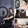18 Inch Ring Light with Tripod Stand iPad Holder LED Ringlight Color Temperature 3200K to 5500K Makeup Ringlights with Phone Holder Carry Bag Camera Video Shoot Selfie Portrait