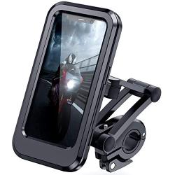 DesertWest Bike Phone Holder Universal Waterproof Cell Phone Holder for Motorcycle - Bike Handlebars, Bicycle Mobile Phone Box Case with Touch Screen Fits iPhone 12/ Pro, Samsung Galaxy S10 Under 6.5''