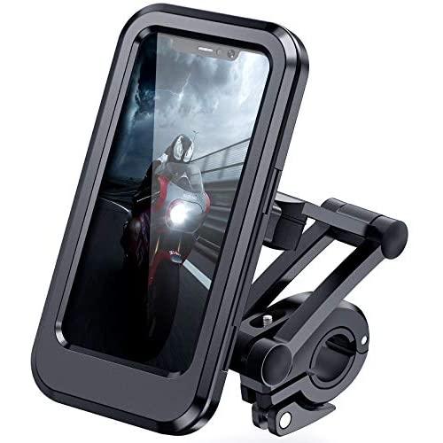 DesertWest Bike Phone Holder Universal Waterproof Cell Phone Holder for Motorcycle - Bike Handlebars, Bicycle Mobile Phone Box Case with Touch Screen Fits iPhone 12/ Pro, Samsung Galaxy S10 Under 6.5''