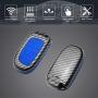 TANGSEN Smart Key Fob Case for DODGE RAM JEEP CHEROKEE 3 4 5 Button Keyless Entry Remote Personalized Protective Cover Plastic Carbon Fiber Pattern Blue Silicone