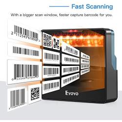 Eyoyo 2D Desktop Barcode Scanner, High Speed Hands-Free USB Wired Inventory Barcode Reader PDF417 on ID Card, Drivers License, Passport 1D QR Barcode Scanning Work for Pos System Supermarket