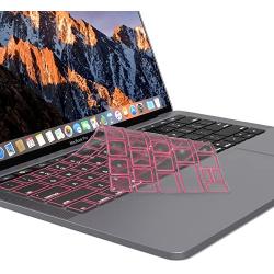Kuzy MacBook Pro Keyboard Cover with Touch Bar 13 and 15 inch Premium Ultra Thin TPU 2019 2018 2017 2016 Apple Model A2159 A1989 A1990 A1706 A1707 Skin Protector, Pink