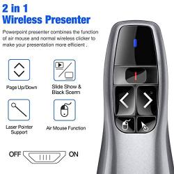 Wireless Presentation Remote, RF 2.4Ghz USB Rechargeable Powerpoint Presenter Clicker Remote Control Pointer for Mac/PC