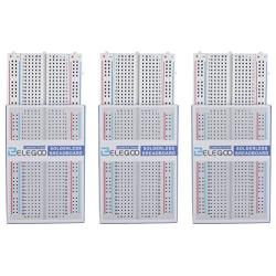 ELEGOO 3PCS 400 tie-Points breadboard, 4 Power Rails for Jumper Wire