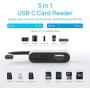 SD Card Reader USB C, Unitek 3 in 1 Type C to USB Camera SD/Micro SD Memory Card Reader Adapter 2TB Capacity for MacBook Pro/Air, iPad Pro, XPS, Samsung Galaxy S10/S9/S8 and More USB-C Devices (15cm)