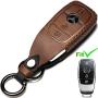 Leather Mercedes-Benz Key Fob Cover, Suit for Keyless Remote Control for Benz A C E S Class Series and GLK CLA GLA GLC GLE CLS SLK AMG Series etc (A-Brown)