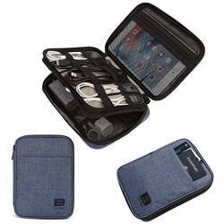 BAGSMART Electronic Organizer Double-Layer Travel Cable Organizer Electronics Accessories Cases for Cables, iPhone, Kindle, USB, Blue