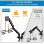 HUANUO Dual Monitor Mount Stand - Long Double Arm Gas Spring Monitor Desk Mount for 2 Screens 22 to 35 Inch Height Adjustable VESA Bracket with Clamp, Grommet Base -Each Arm Hold up to 26.4 lbs