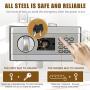 Safe Security Box, Digital Keypad and Key Lock for Cash Money Jewelry, Fireproof Waterproof Safe Cabinet with Induction Light (1.53CUB)