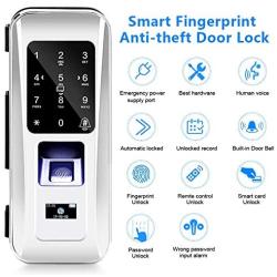 Electronic Smart Glass Door Lock Fingerprint Smart Lock Password Door Access Control System Fingerprint/Password/Swipe/Remote Unlock for Home Office (#3)