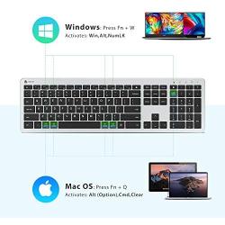 iClever GK08 Wireless Keyboard and Mouse - Rechargeable Wireless Keyboard Ergonomic Full Size Design with Number Pad, 2.4G Stable Connection Slim White Keyboard and Mouse for Windows, Mac OS Computer