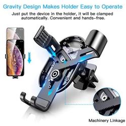 DesertWest Car Vent Phone Mount Auto Clamping Gravity Hands-Free Phone Holder Stably and Securely Compatible with iPhone 11 Pro Max/ XR/XS Max/XS/X/8/8 Plus/7/7 Plus, Galaxy S20 S10 Note 10 Plus