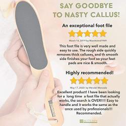 Professional Foot File Callus Remover - Wooden Pedi Foot Scrubber Filer for Dead Skin - Double Sided Foot Scraper Exfoliator for Dry and Wet Feet Care - Spa Quality Foot Rasp Grater Pedicure Tools