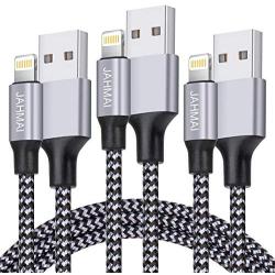 iPhone Charger, JAHMAI Nylon Braided Lightning Cable 3Pack 6ft Fast Charging High Speed Data Sync Cord Phone Connector Compatible with iPhone 11 Pro Max XS MAX XR XS X 8 7 Plus 6S 6 SE for iPad Table