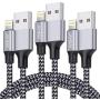 iPhone Charger, JAHMAI Nylon Braided Lightning Cable 3Pack 6ft Fast Charging High Speed Data Sync Cord Phone Connector Compatible with iPhone 11 Pro Max XS MAX XR XS X 8 7 Plus 6S 6 SE for iPad Table