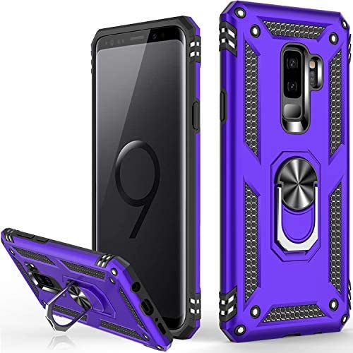 Galaxy S9 Case,Military Grade 16ft. Drop Tested Dual Layered Heavy Duty Cover with Magnetic Ring Kickstand Compatible with Car Mount Holder,Protective Phone Case for Samsung Galaxy S9 Purple