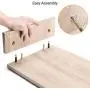 AMERIERGO Dual Monitor Stand Riser- 3 Shelf Screen Stand with Adjustable Length and Angle, 2 Extra Functional Slot Desktop Organizer Stand for PC, Computer, Laptop (Light Wood)