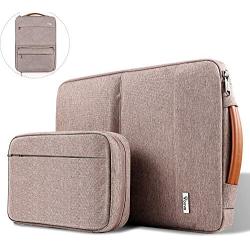 Voova Smart Laptop Sleeve Case Computer Carrying Bag with Attachable Separate Accessory Pouch, Compatible with 13-13.3 inch MacBook Air/MacBook Pro, 13 XPS / Chromebook / Notebook, Waterproof, Khaki