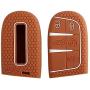 A.M.E. 2pcs Deluxe Key Fob Remote Cover Case Skin for Jeep Grand Cherokee Dodge Challenger Charger Dart Durango Journey Chrysler (Push Button Start Models) (Brown 2PCS)