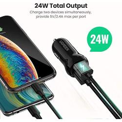 UGREEN Car Charger Dual USB Car Charger with 24W 4.8A Car Charging Adapter Compatible for iPhone 12 SE 11 Pro Max XS XR X 8 iPad Pro Air Mini Samsung S10 S9 Note 20 Ultra LG OnePlus Pixel and More