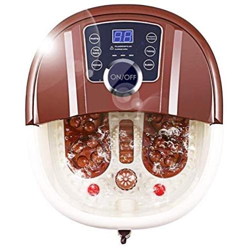 Foot Spa Bath Motorized Massager with Heat, Frequency Conversion, Red Light Rolling Massage, Adjustable Time & Temperature, Water Spray Bubble