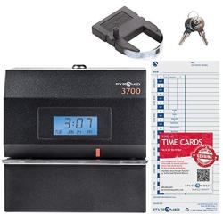 Pyramid Time Systems 3700 Heavy Duty Steel Time Clock and Document Stamp, Prints employee time & up to 14 pre-programmed messages, Made in the USA, Black