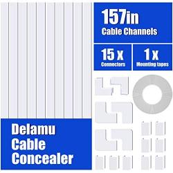 One-Cord Cable Concealer, 157in Cord Cover, PVC Wire Molding, Paintable Wire Channel to Hide a Single Power Cord, Speaker Wire or TV Cables in Home or Office - 10X L15.7in, W0.59in, H0.4in