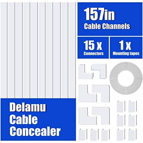 One-Cord Cable Concealer, 157in Cord Cover, PVC Wire Molding, Paintable Wire Channel to Hide a Single Power Cord, Speaker Wire or TV Cables in Home or Office - 10X L15.7in, W0.59in, H0.4in