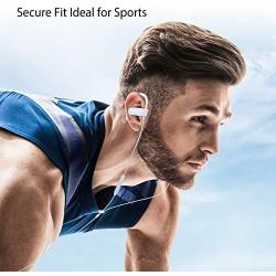 Avantree E171 Sports Earbuds Wired with Microphone, Sweatproof Wrap Around Earphones with Over Ear Hook, in Ear Running Headphones for Workout Exercise Gym Compatible with iPhone, Cell Phones - White