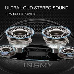 INSMY Bluetooth Speaker, Portable Waterproof Wireless Speaker,30W Deep Bass Loud Sound Large Boombox, Stereo Pair, Bluetooth 5.0 Playtime 40H Power Bank for Party Dancing Outdoor