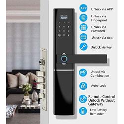 CARDORIA Fingerprint Door Locks,5-in-1 Keyless Entry Smart Door Lock with|Handle|Digital-Password|Electronic Touchscreem| Remotely Control with Wi-Fi Bridge |Auto-Lock|,Actually Improve Your Life…