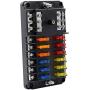 BlueFire 12 Way Blade Fuse Box Fuse Block Standard Circuit Fuse Holder with LED Light Indication & Protection Cover for Car Boat Marine Truck Vehicle SUV Yacht RV