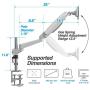 AVLT Single 13''-32'' Monitor Arm Desk Pole Mount fits One Flat/Curved/Ultrawide Monitor Full Motion Height Swivel Tilt Rotation Adjustable Monitor Arm - Silver/VESA/Heavy-Duty C-Clamp/Cable Management