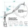 AVLT Single 13''-32'' Monitor Arm Desk Pole Mount fits One Flat/Curved/Ultrawide Monitor Full Motion Height Swivel Tilt Rotation Adjustable Monitor Arm - Silver/VESA/Heavy-Duty C-Clamp/Cable Management