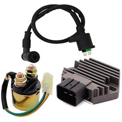 Voltage Regulator Rectifier,Starter Solenoid Relay and Ignition Coil for Honda Rancher 350 TRX350FE TRX350FM TRX350TE TRX350TM TRX450 TRX450ES 2000-2006(3 Pcs)