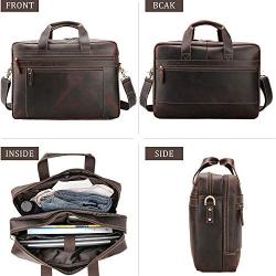 TIDING Leather Briefcase for Men 17'' Computer Bag Business Travel Messenger Bag