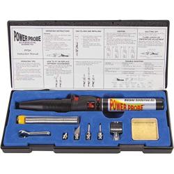 POWER PROBE Butane Soldering Kit (PPSK) [Automotive Diagnostic Car Test Tool, Easy Start Electronic Ignition, Adjustable Flame, with Multiple Tips, Black
