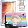 RANTICE Case for Samsung Galaxy Tab A7 10.4, Heavy Duty Rugged Shockproof Drop Protection Case with Stand, Handle Hand Strap & Shoulder Strap for Galaxy Tab A7 10.4 Inch SM-T500 (Rainbow Pink)
