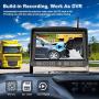 Fookoo 1080P Wireless Backup Camera System with Recording, 7'' HD Split Screen Monitor with Touch Button IP69 Waterproof Rear View Camera Digital Signal Parking Lines for RV/Truck/Trailer/Van