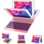 iPad Keyboard Case 9.7 for iPad 2018 (6th Gen) - 2017 (5th Gen) - iPad Pro 9.7 - iPad Air 2 & 1, 7 Color Backlit Keyboard Case/360 Rotate Wireless/BT Keyboard Case with Auto Sleep/Wake (Rose Gold)