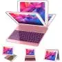 iPad Keyboard Case 9.7 for iPad 2018 (6th Gen) - 2017 (5th Gen) - iPad Pro 9.7 - iPad Air 2 & 1, 7 Color Backlit Keyboard Case/360 Rotate Wireless/BT Keyboard Case with Auto Sleep/Wake (Rose Gold)
